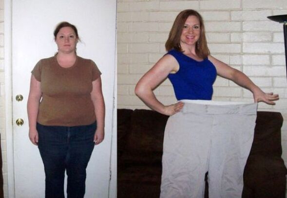 Ženska pred in po dieti s pitjem